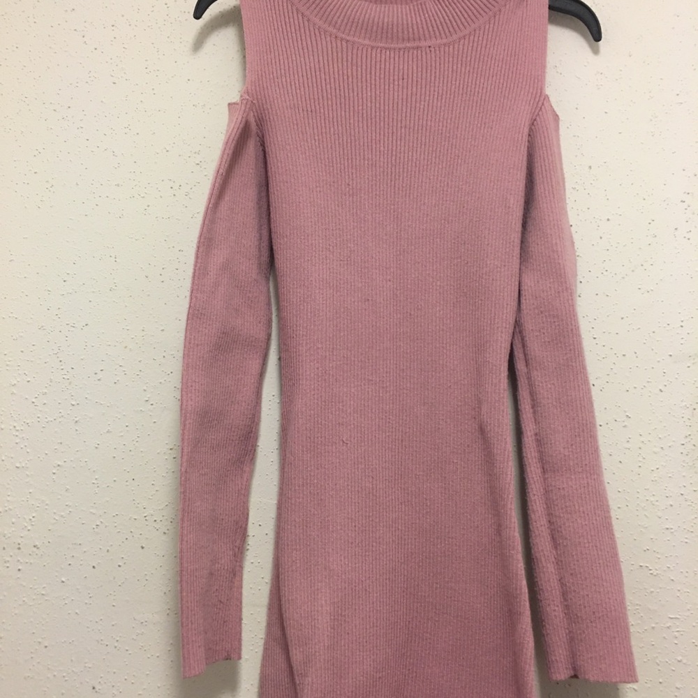 New Look Rose Pink Open Shoulder Maxi Long Sleeve Dress Womens Size L